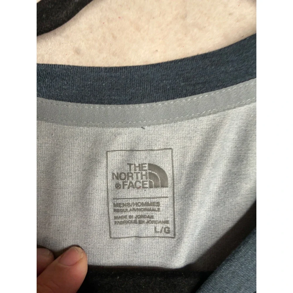The North Face FlashDry Henley Shirt Mens Large Blue Gray‎ Short Sleeve Outdoor